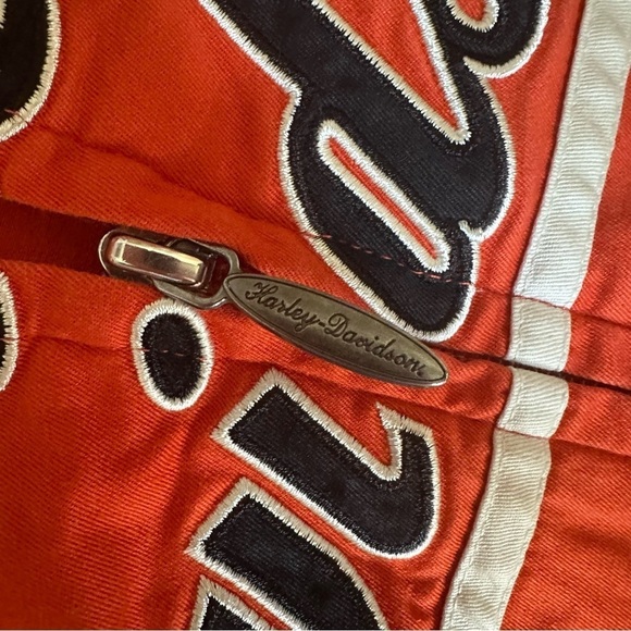 HARLEY DAVIDSON ZIP  FRONT ORANGE BLOUSE - M - Picture 8 of 13